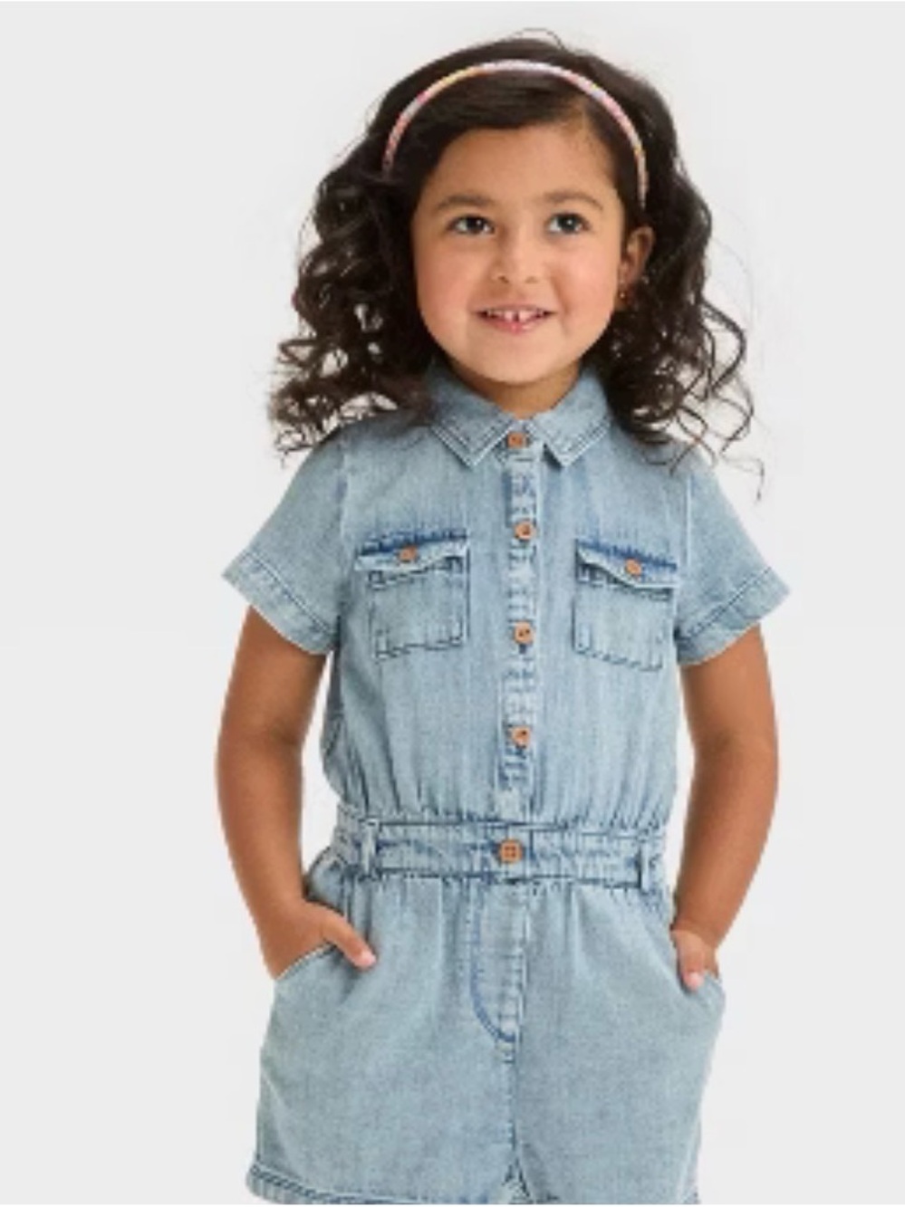 Cat & Jack Light Blue Denim Short Sleeve Romper